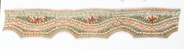 Beaded Trim Wavy Mint Green 1.50"