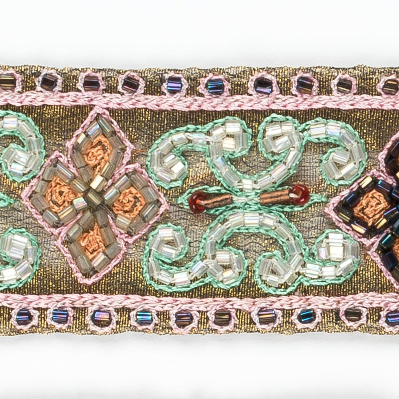 Floral Handcrafted Trim Straw Beaded Petals