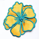Embroidered Flower Applique Satin 4 x 4