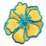 Embroidered Flower Applique Satin 4 x 4