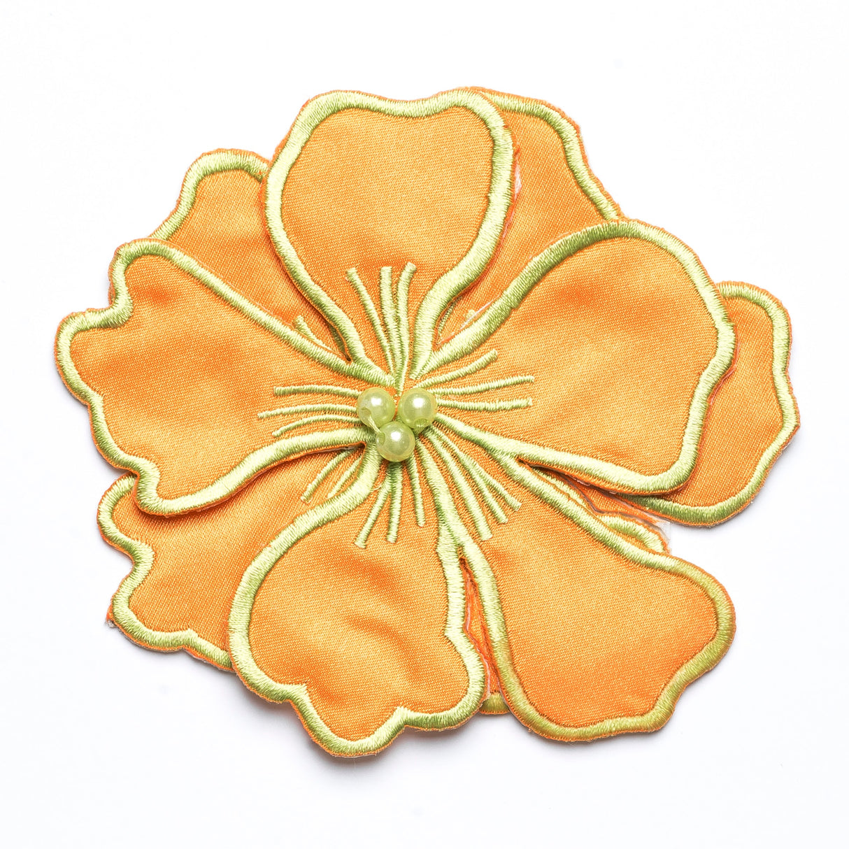 Embroidered Flower Applique Satin 4 x 4