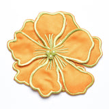 Embroidered Flower Applique Satin 4 x 4