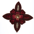 Embroidered Beaded Floral Applique Burgundy 7x7