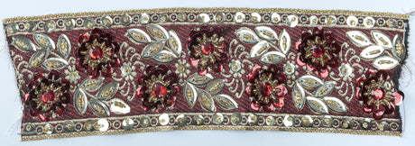 Beaded Sequins Trim 1" Hand-Crafted Indian