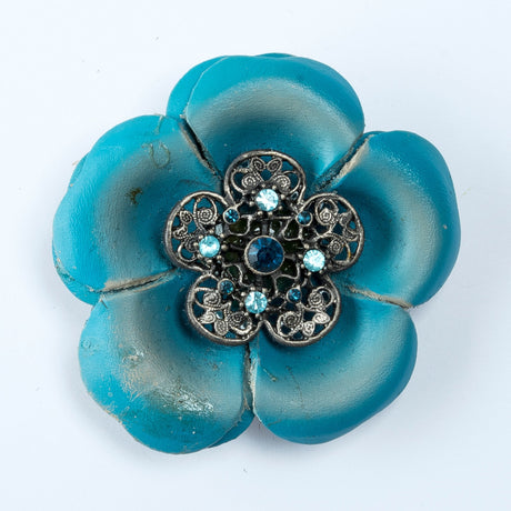 Leather Flower Brooch 3 Inch