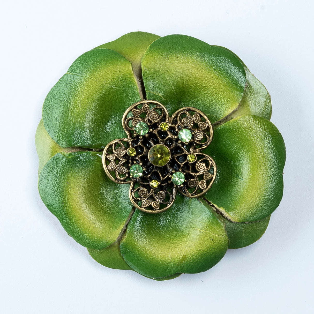 Leather Flower Brooch 3 Inch