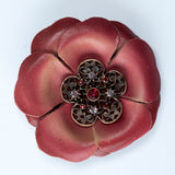 Leather Flower Brooch 3 Inch