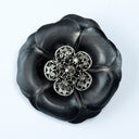 Leather Flower Brooch 3 Inch
