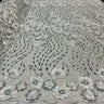 Beaded And Sequined 3D Floral Sparkling Lace Fabric - 100 Percent Polyester Net Mesh, Floral Embroidered, 52" Width (1 Yard)