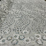 1 Yard Sparkling Beaded 3D Floral Lace Fabric White