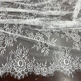 Embroidered Lace Fabric with Eyelash Scallop