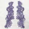 1 Pair 10" x 3" Each Side Beaded & Corded Floral Lace 100% Polyester Organza