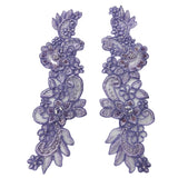 Beaded Corded Floral Lace Applique 10" x 3"