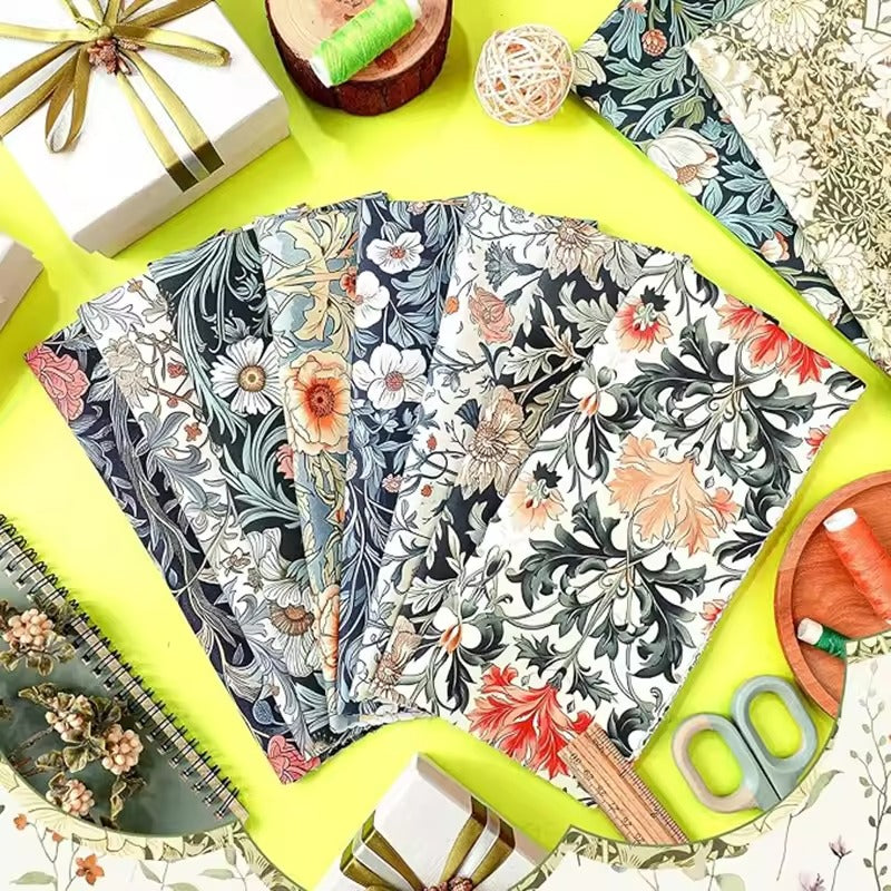 10 Pcs 20''x20'' William Morris Flowers Quilting Fabric Bundles Vintage Floral Fat Quarters by The Yard Flower Fabrics Precut Qu