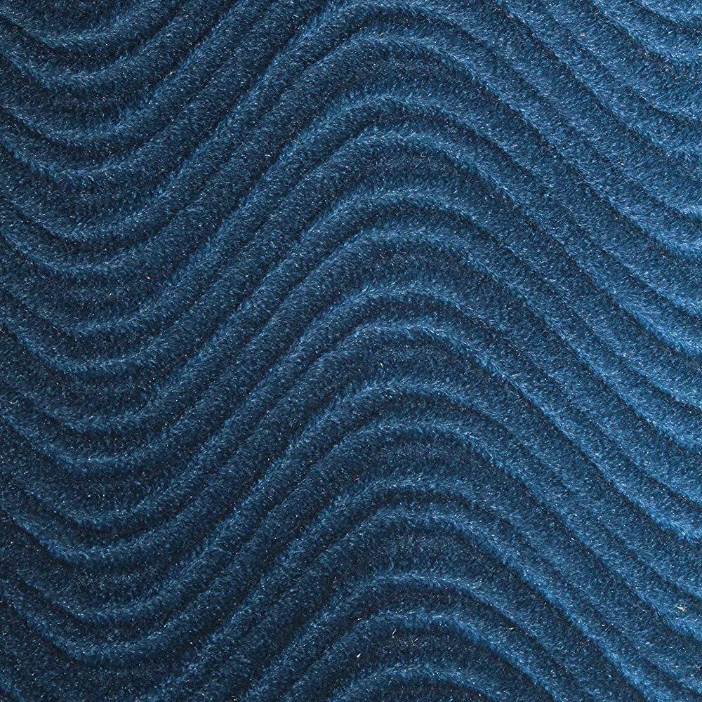 Navy Blue Wave Swirl Flocking Velvet Upholstery Fabric,