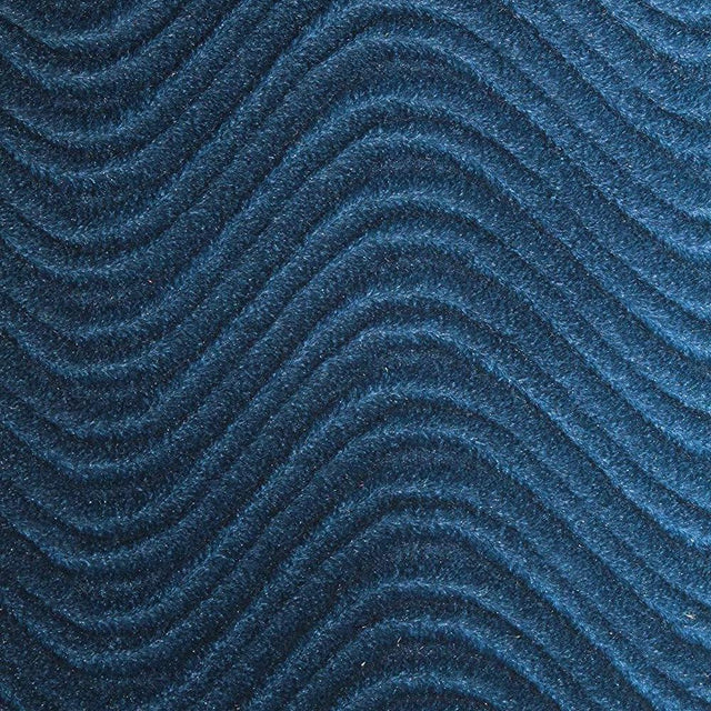 Navy Blue Wave Swirl Flocking Velvet Upholstery Fabric,
