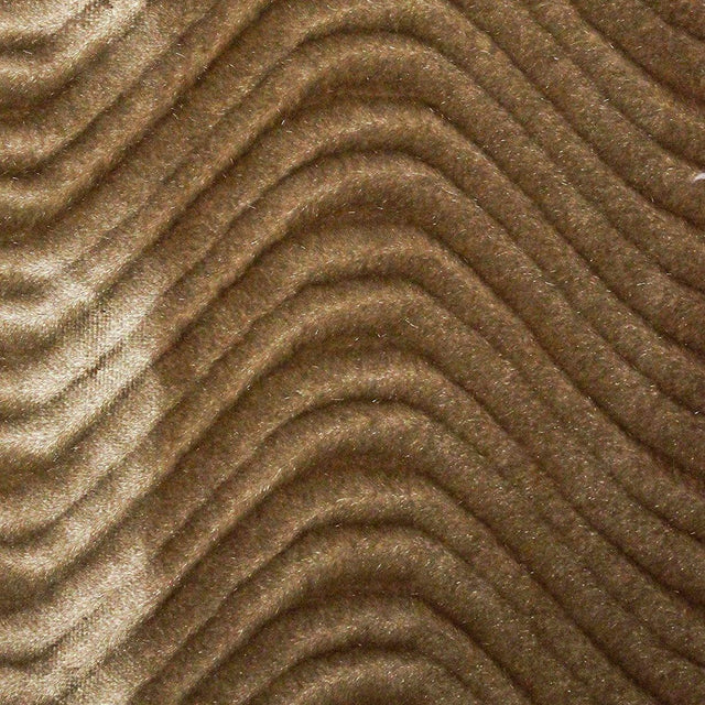 Taupe Wave Swirl Flocking Velvet Upholstery Fabric,