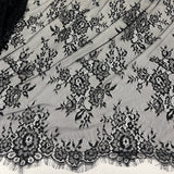 Embroidered Lace Fabric with Eyelash Scallop