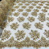 1 Yard Whimsical Pink Beaded 3D Floral Lace Fabric on Net Mesh 50 inch Width