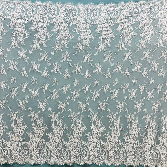 Embroidered Lace Fabric with Eyelash Scallop