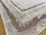 LEON 3201 Polyester Viscose Area Rug - Beige, Machine Loom, Made In Turkey, 9' 8" X 13' (1 Rug)
