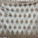 Beaded Lace Fabric Embroidered On 100% Polyester Net Mesh Fabric - Gold, Beaded Sequined Embroidered Lace, 50" Width (1 Yard)