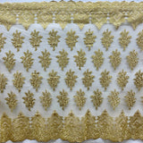 1 Yard Corded Lace Fabric Embroidered 100 Percent Polyester Net Mesh 52 inch Width