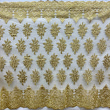 Embroidered Lace Fabric on Polyester Net Mesh