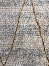 KAI 305 Polyester Fabric - Cream High-Low Texture, Blue Gray Gold-Brown Argyle Design, 5' 3" X 7' 4", 7' 9" X 10' 9", 10' X 13' (1 Unit)