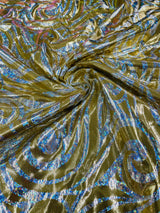 Foil Flame Spandex Fabric - Holographic Flame Print, 58" Width (1 Yard)