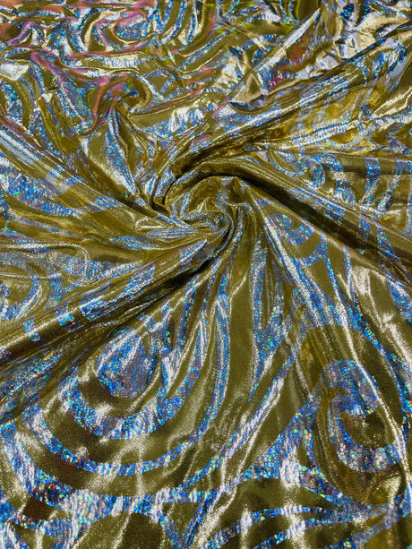 Foil Flame Spandex Fabric - Holographic Flame Print, 58" Width (1 Yard)
