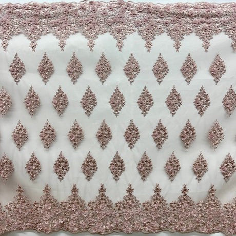 Beaded 3D Floral Lace Fabric
