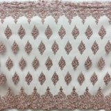Beaded 3D Floral Lace Polyester Fabric - Off White, Gold, Silver, Lt. Blue, 52" Wide (1 Yard)