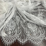 3 Yards Chantilly Embroidered Lace Fabric with Eyelash Scallop