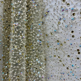 Beaded Lace Fabric Embroidered On 100 Percent Polyester Net Mesh - Black, 60" Wide (1 Yard)