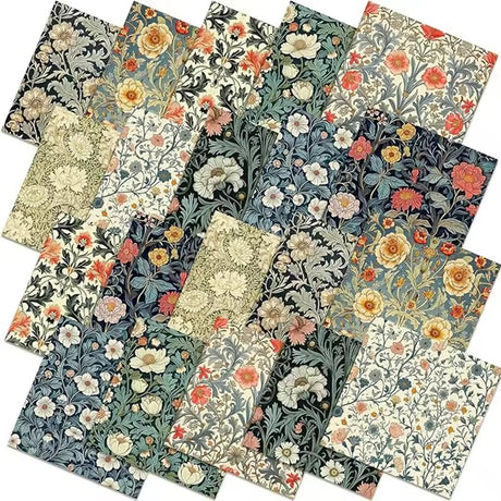 10 Pcs 20''x20'' William Morris Flowers Quilting Fabric Bundles Vintage Floral Fat Quarters by The Yard Flower Fabrics Precut Qu