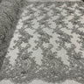 1 Yard Beaded 3D Floral Lace Fabric on Polyester Net Mesh, Dusty Rose, 52" Wide, Elegant Embroidered Lace Fabric