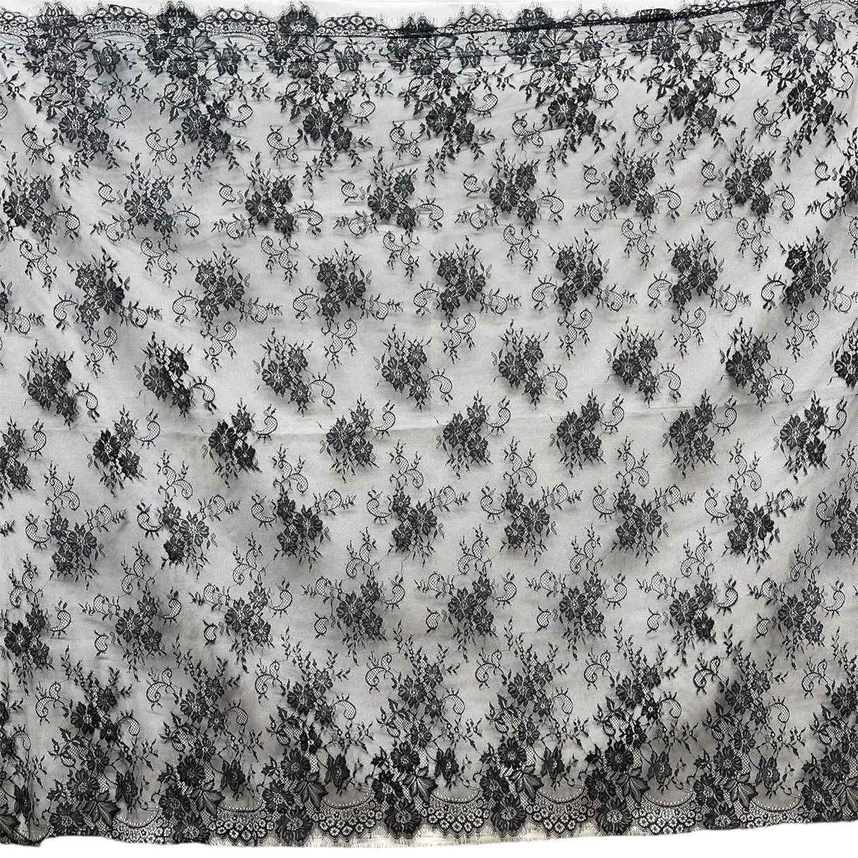 Embroidered Chantilly Lace with Eyelash Scallop