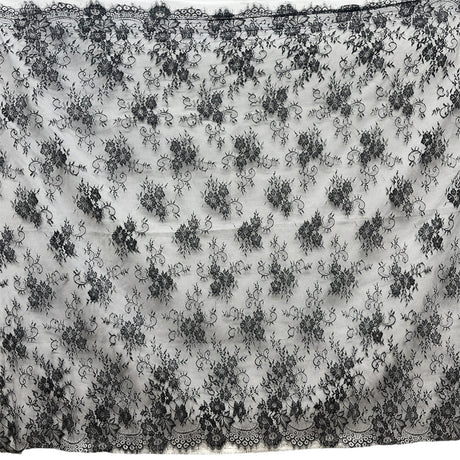 1 Yard Chantilly Embroidered Lace Fabric with Eyelash Scallop, 58" Wide French Lace for Bridal & Evening Wear
