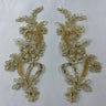 Beaded Corded Floral Lace Applique Pair