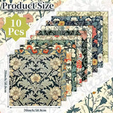 10 Pcs 20''x20'' William Morris Flowers Quilting Fabric Bundles Vintage Floral Fat Quarters by The Yard Flower Fabrics Precut Qu