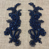 1 Pair Beaded & Corded Floral Lace Applique 9" x 2.5" Each Side