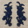 Beaded Corded Floral Lace Applique Pair