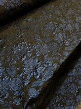 Brocade Jacquard Navy Blue Metallic Floral