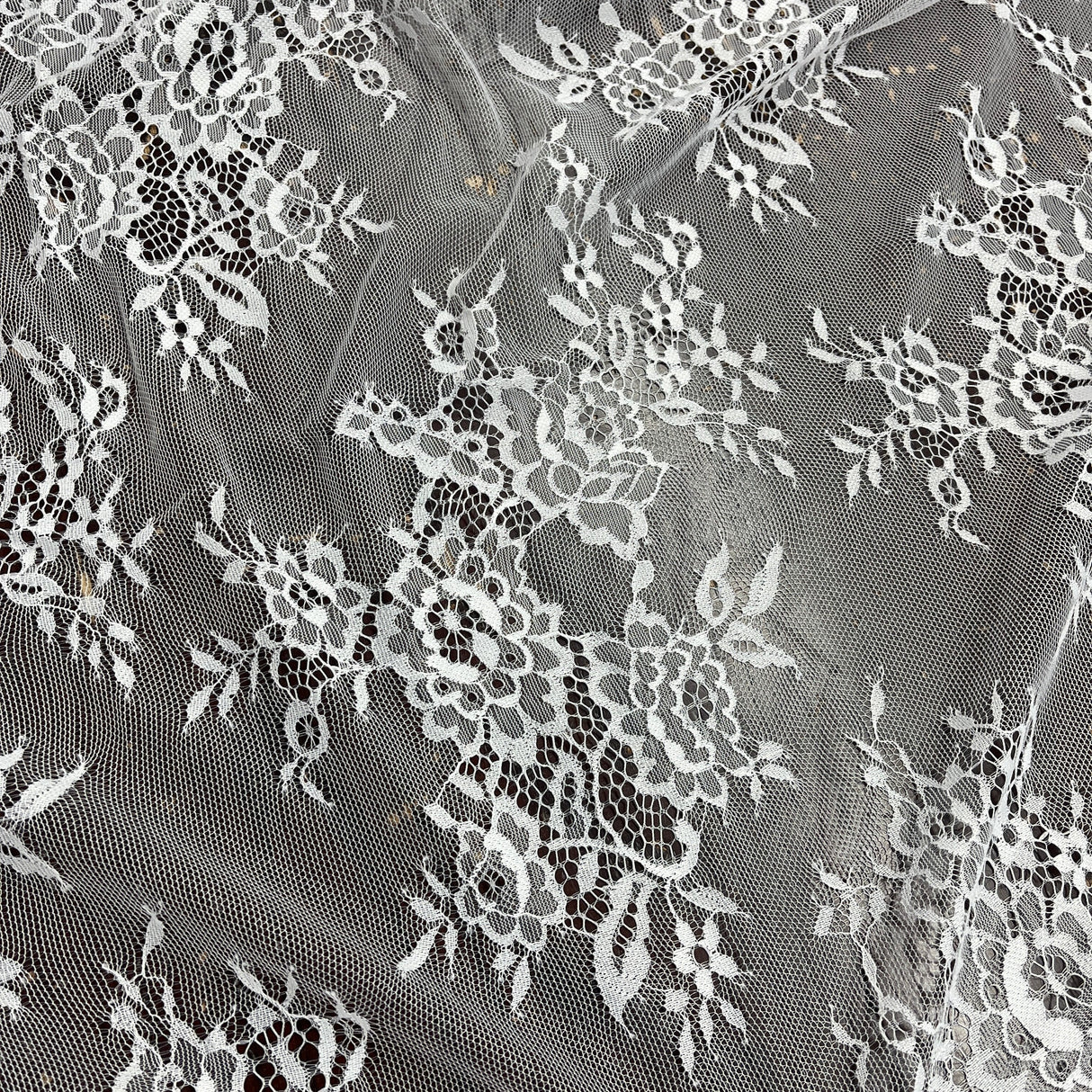 Embroidered Lace Fabric with Eyelash Scallop