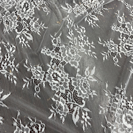 Embroidered Lace Fabric with Eyelash Scallop