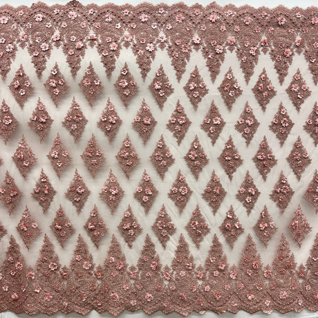 Beaded 3D Floral Lace Mesh
