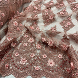 Beaded 3D Floral Lace Mesh