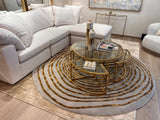 Beluga Tufted Design 50 Wool Viscose Area Rug - Ivory Grey Gold, Hand Tufted, Round (6' X 6' Round)
