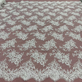 Beaded Lace Fabric on Polyester Net Mesh